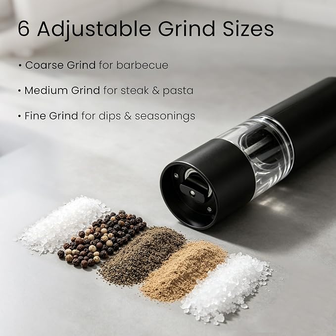 USB Rechargeable Grinder Set With Storage Base, 1 Pack (Black) | USB Charging & Adjustable Coarseness, No Light Design, Ideal For Cooking, Picnic And Restaurant Seasoning