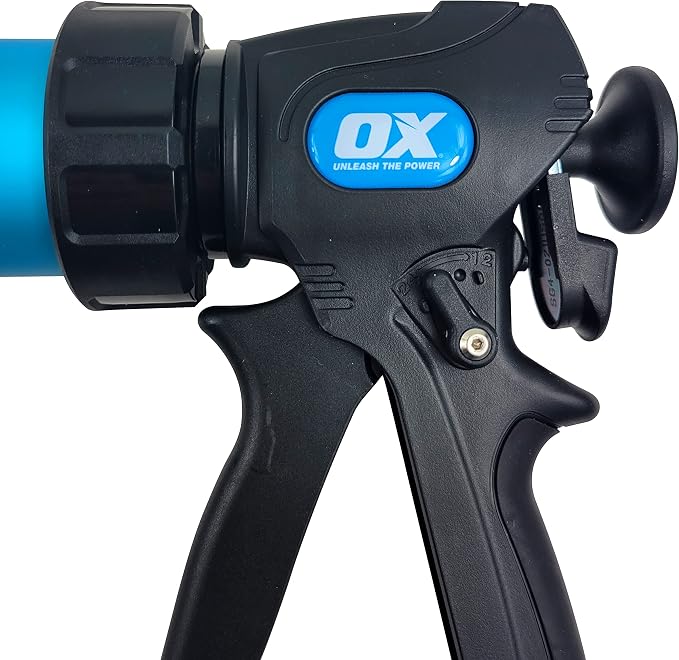 OX Professional Sausage Caulking Gun 20-Ounce Manual Sausage Gun - Dual Thrust 12:1 & 24:1 Ratio for Adhesive & Sealant - Pistola De Caulking