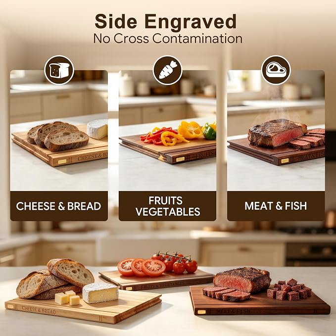 Magnetic Book Cutting Board Set with Stand for Space-Saving Kitchen | Compact Stand Keeps Boards&Knives Organized,Lightweight for Indoor Kitchen,BBQ