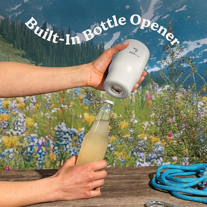 Reduce 4-in-1 Drink Cooler - Versatile Can & Bottle Holder with Vacuum Insulation - Keeps Drinks Cold Up to 4 Hours - Includes Bottle Opener - Fits Cupholders & Dishwasher Safe - 14oz - Black