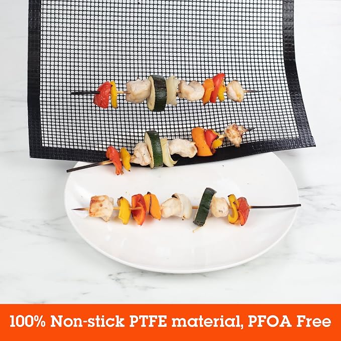 Camerons Grilling Mesh (13.25"x18") - Heavy Duty 100% Non-Stick Reusable Cooking Mesh Sheet - Use in Outdoor BBQ Grill & Indoor Oven - Heat Safe up to 500° F - Great for Holiday Dinner & XMas Gift