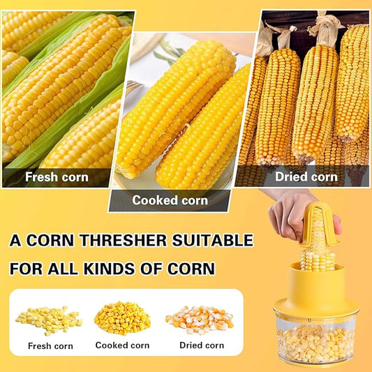 Corn Cob Stripper, Corn Peeler for Corn on the Cob, Quick Corn Cutter Tool, Corn shucker off the Cob with Bowl & Safety Handle [Yellow]