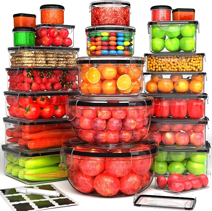 RockBerry 44 Pcs Food Storage Containers with Lids Airtight | Plastic Meal Prep Container for Pantry Kitchen Organization, Microwave,Dishwasher, Freezer Safe -100% Leak Proof