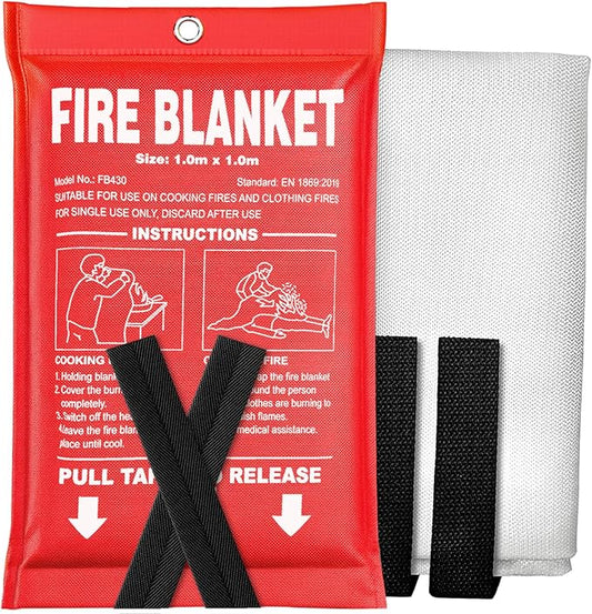 Fire Blanket- 40" x 40" Prepared Emergency Fire Blanket | For Home and Kitchen, RV, Grill, Fireplace, Safe & Easy for Young Adults and Elderly Living Alone | Fiberglass CE Certified