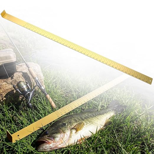 Zonon 1/8" x 2" x 48" Fish Measuring Board Anodized Aluminum Fish Ruler Yellow Corrosion Resistant Boat Measuring Tool for Fishing Competition Fresh and Salt Water