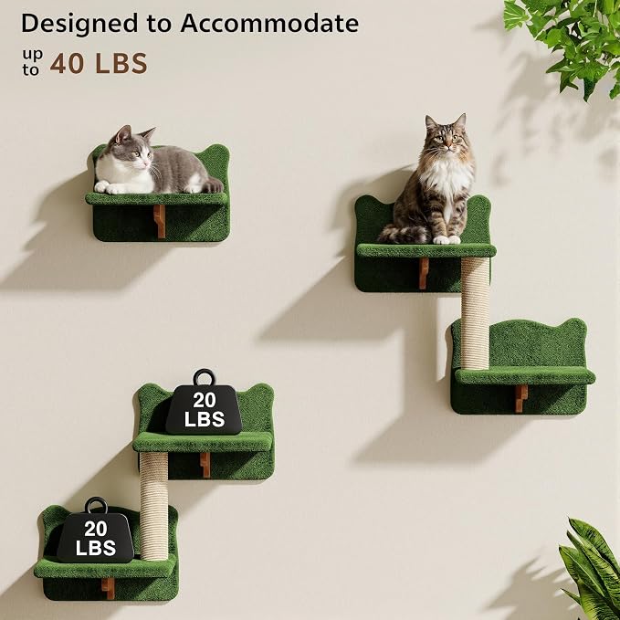 Cat Wall Furniture, 9 in 1 Cat Wall Shelves Set with Bridge, Beige | Wall Mounted Cats Shelf for Space-Saving, Multi-Level Cat Climbing Systems for 16 Inch Drywall, with Scratching Posts, Condos