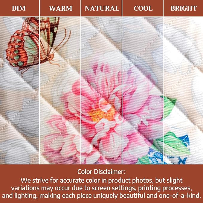 Maison d' Hermine 100% Cotton Oven Mitt & Pot Holder Set (7.5"x13" & 8"x8") | Heat Resistant BBQ Cooking Gloves with Loop Baking Grilling Kitchen Hotel Home Farmhouse Spring Summer - Canton