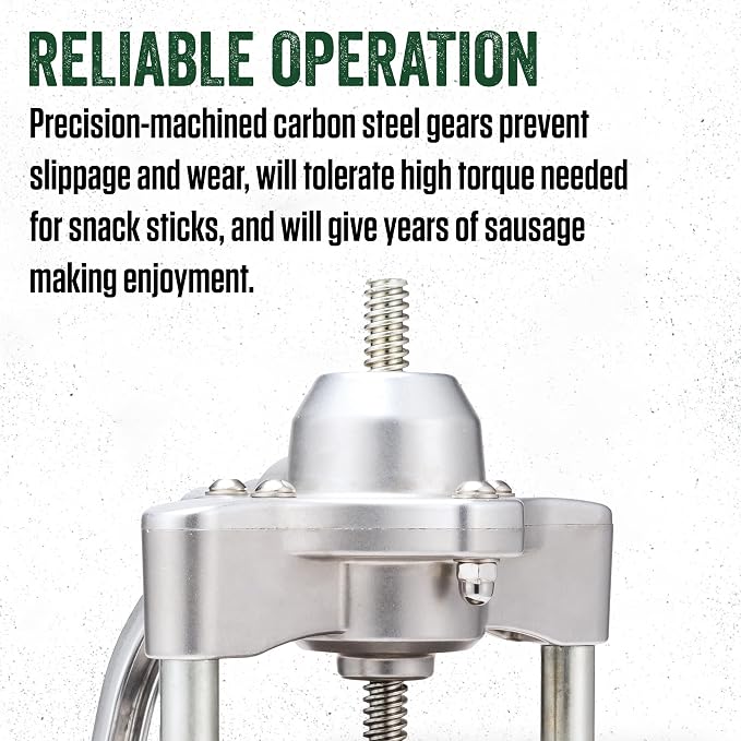 LEM Products MightyBite 5 lb Sausage Stuffer, Professional Design, Stainless Steel, Includes Clamps & Stuffing Tubes, Removable Cylinder, Air-Release Piston, Meat Stuffer Machine for Home Use