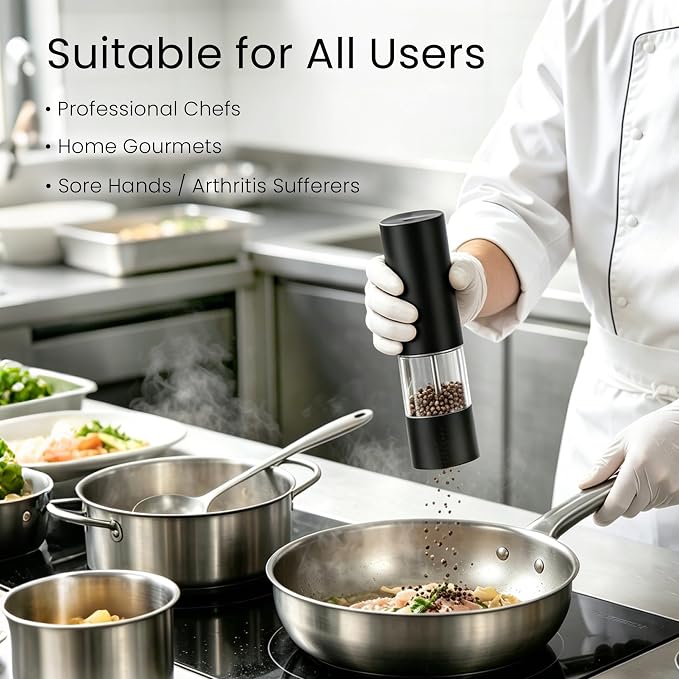 USB Rechargeable Grinder Set With Storage Base, 1 Pack (Black) | USB Charging & Adjustable Coarseness, No Light Design, Ideal For Cooking, Picnic And Restaurant Seasoning