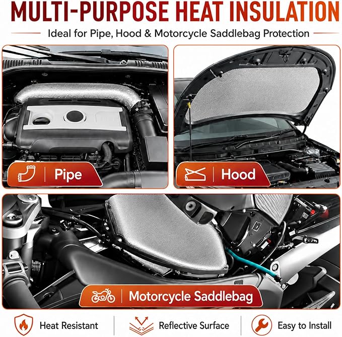 FLASLD Thermal Block - Automotive Heat Shield - Reflective Aluminum, Insulation & Adhesive 40'' X 60''