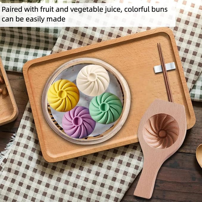 Wooden Bao Bun Maker,Baozi Maker Machine,Wooden Steam Bun Mold,This Kitchen Appliances And Gadgets Is the Best Gift for Asian Food Enthusiasts And Dumpling Maker (Steamed Bun A)
