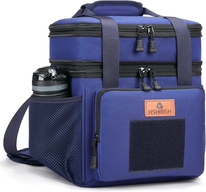 HSHRISH Expandable Large Tactical Lunch Box for Adults, Durable Insulated Lunch Bag with Lots of Storage Space, Cooler Bag for Men Women Work Outdoor Picnic Trip, 16 L, Black