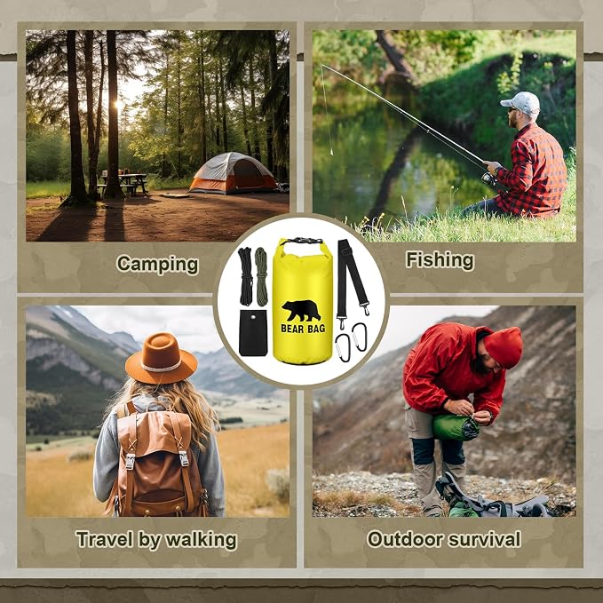 Foilswirl 1 Set Bear Food Bag for Camping Ultralight Food Hanging System Includes Waterproof Bear Bag, Nylon Ropes, Hooks for Camping Backpacking