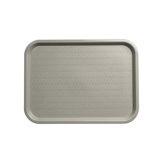Carlisle FoodService Products Cafe Fast Food Cafeteria Tray with Patterned Surface for Cafeterias, Fast Food, And Dining Room, Plastic, 16.31 X 12.06 X 0.7 Inches, Gray, (Pack of 24)