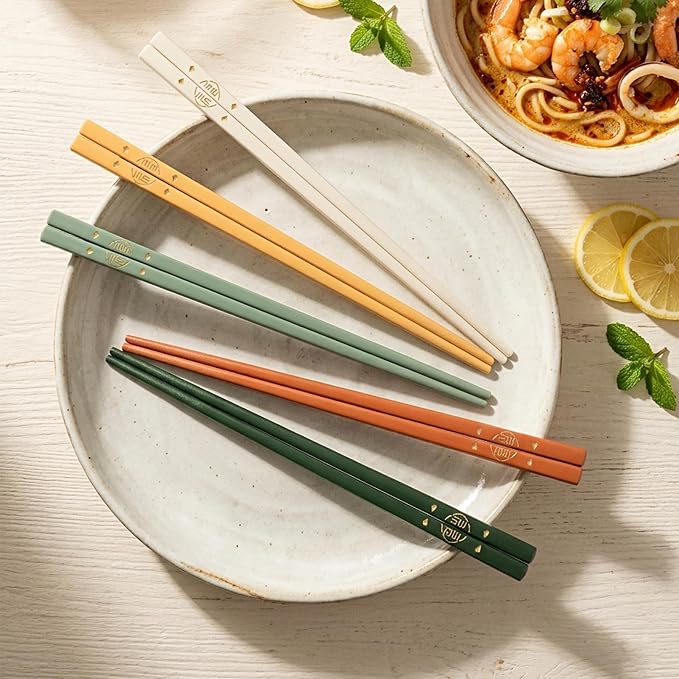 10 Pairs Fiberglass Chopsticks Reusable | Dishwasher Safe | BPA-free | Non-slip Chop Sticks Set - （9.45in）