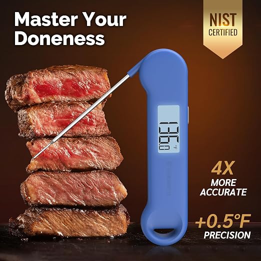 0.5 Sec Instant Read Grill Meat Thermometer Digital Food Cooking BBQ, Blue