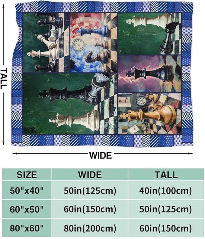 Yibuda Chess Blanket Chess Board Flannel Plush Throw Blanket Cozy Board Game Decor Fleece Stuff Blanket Gifts for Lover Girls Boys Kids Adults Women Bed Travel 50"x60"