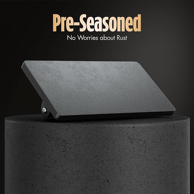 Pisol Pre-Seasoned Cast Iron Smash Burger Press, 2 lb Meat Press Tool, 2PCS | Rustproof, Pre-Seasoned, Flat Bottom, Wooden Handle, Dishwasher Safe, No Stick, Easy to Clean, 6.6'' Wide, 2lb