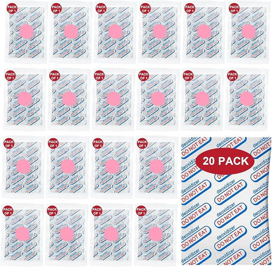 20 Packs 2500CC Food Grade Oxygen Absorbers (One Pack Individually Vacuum Sealed, 20x Pack of 1), Oxygen Absorbers for Long Term Food Storage with Oxygen Indicator, for Mylar Bags, Mason Jars