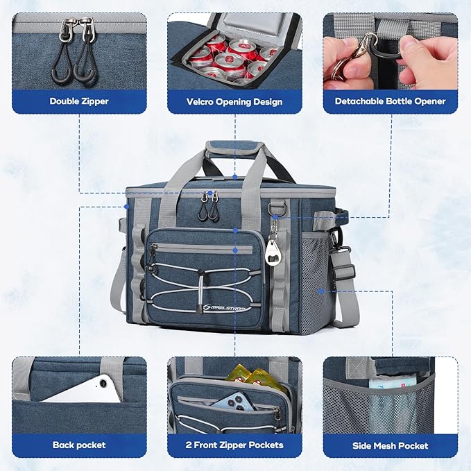 Maelstrom 30/40 Can Soft Cooler Bag, Leakproof Insulated Ice Chest | 24h Cold (With Ice), 5-Layer Insulation, Multi-Pockets ,Lightweight,Perfect For Camping, Beach, Hiking, Kayaking, Road Trips