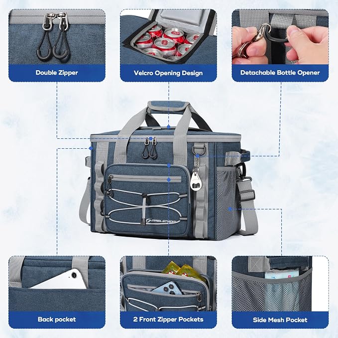 Maelstrom 30/40 Can Soft Cooler Bag, Leakproof Insulated Ice Chest | 24h Cold (With Ice), 5-Layer Insulation, Multi-Pockets ,Lightweight,Perfect For Camping, Beach, Hiking, Kayaking, Road Trips