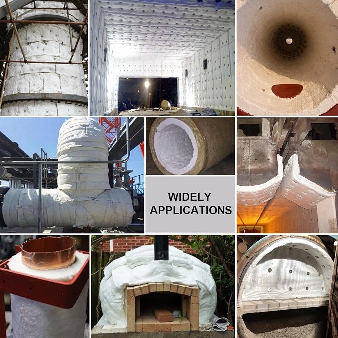 Ceramic Fiber Insulation, 60"x24"x1"Thick, 2600F Fireproof Insulation Blanket for Wood Stove Baffle, Fireplace, Pellet Stove, Chimney, Furnace, Boiler, Pizza Ovens and Forge