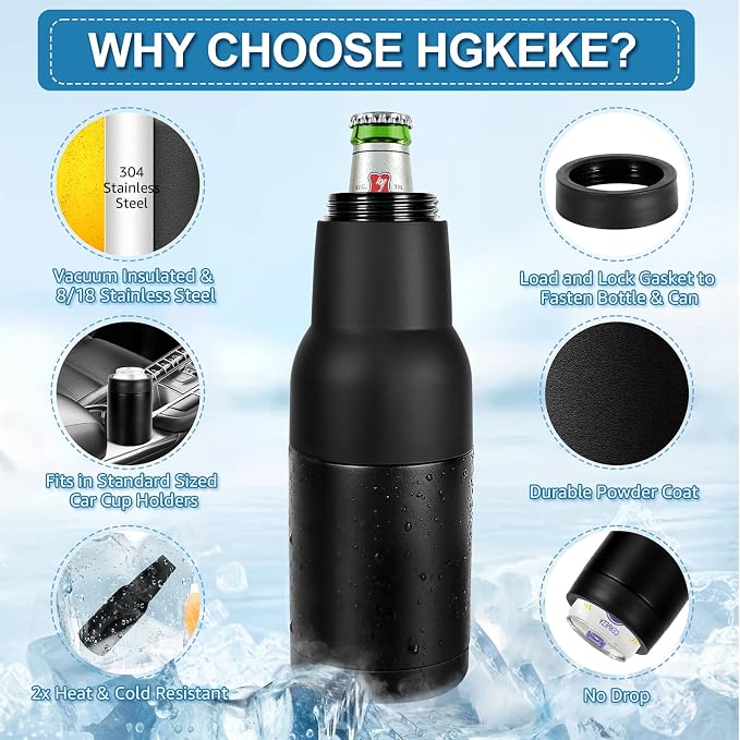 Beer Can Cooler, 12Oz Beer Bottle Insulator with Beer Opener | 3 In 1 Slim Can Cooler Insulated, Vacuum Insulated Double Walled Stainless Steel Beer Bottle Holder
