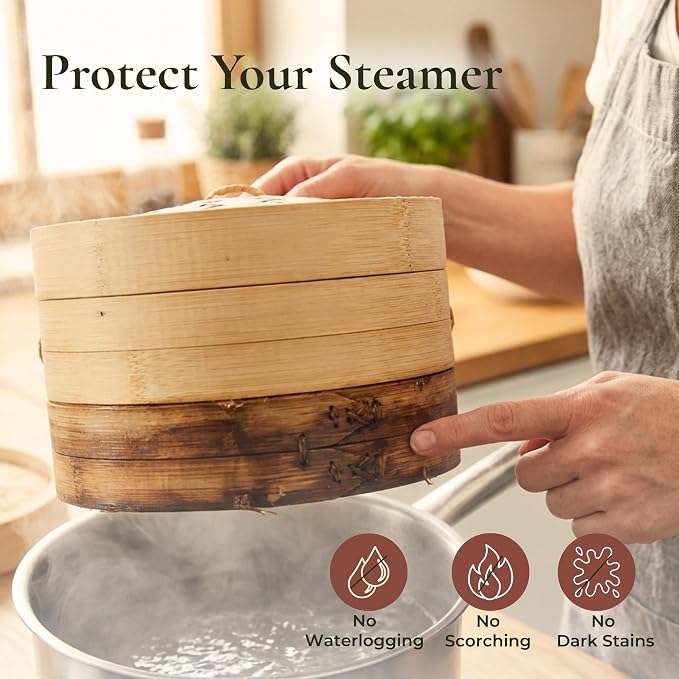 Stainless Steel Steamer Ring for Bamboo Steamer Basket 12-Inch | Fits 7 - 12 Inch Dumpling Steamer Baskets - Ring Adapter for Woks & Pots for Cooking Dim Sum, Rice, Bao Buns, Vegetables