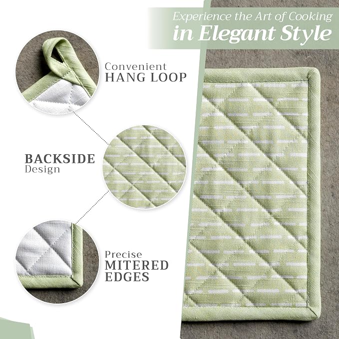 Maison d' Hermine Pot Holders 100% Cotton Potholders (8" x 8", Pack of 1) | Heat Resistant Hot Pads with Loop BBQ Cooking Baking Farmhouse Kitchen Handling Hot Pans Spring Summer - Paradise Island