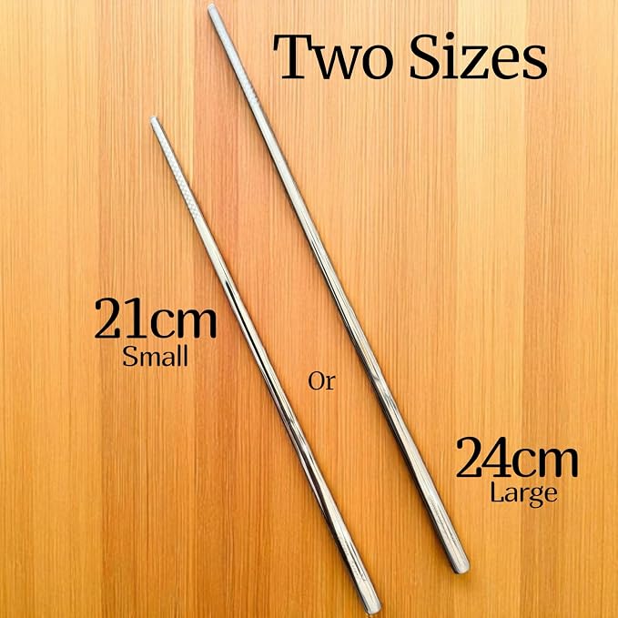Premium Stainless Steel (316 Grade) Chopsticks with Travel Case and Anti -Slip Design (Large)