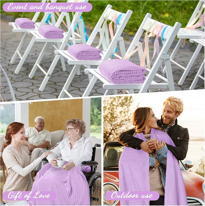 Buryeah 6 Pcs Flannel Throw Blanket Bulk 50 x 60 in Sleepover Blanket Outdoor Wedding Throw Lightweight, Oeko-tex Standard 100 Certified for Sofa Homeless Gifts (Lavender Purple)
