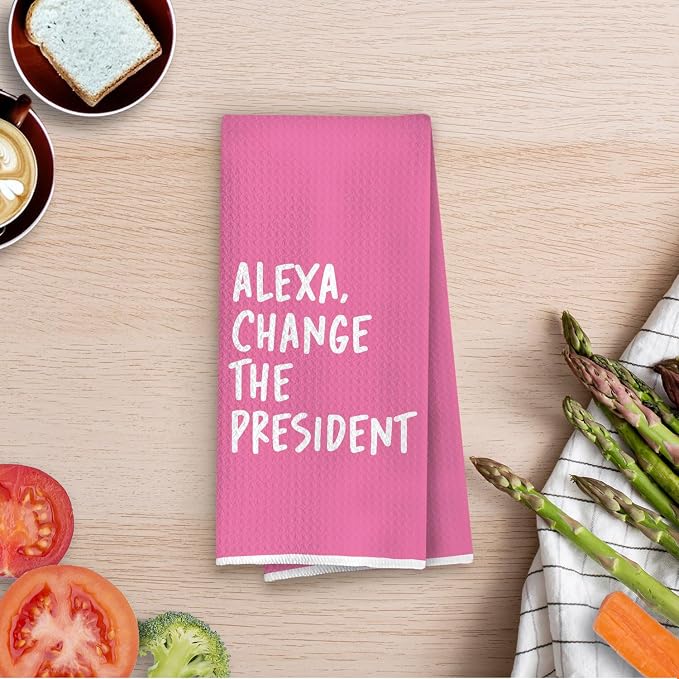 Pink Funny Political Kitchen Towels 16x24 Inch, Funny Hand Towels for Bathroom Decor, Change The President Dish Towel Drying Cloth for Kitchen