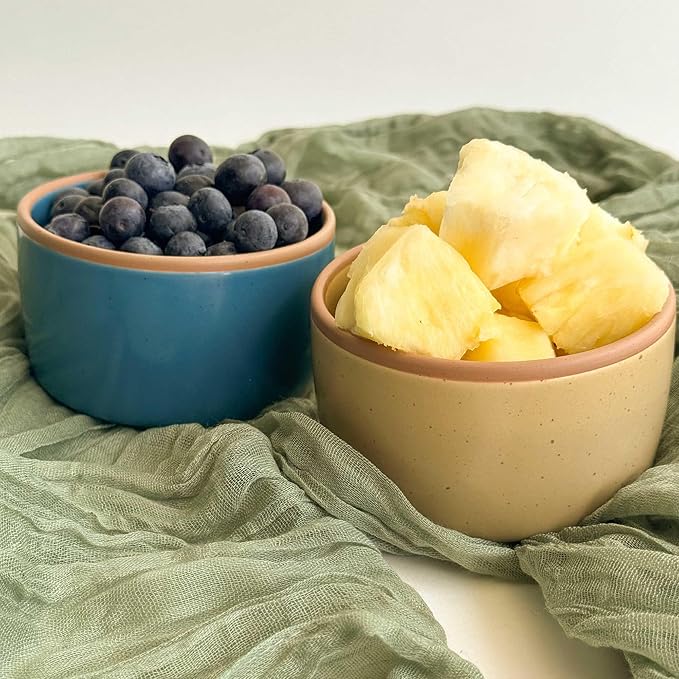 Mora Ceramic Ramekins - 6oz, Set of 6 - Small Oven Safe Baking Dishes/Cups - For Personal Pudding, Creme Brulee, Souffle, Serving Dip, Custard, Ice Cream - Single Mini Bowls - Artisan Colors