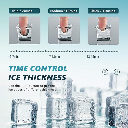 EUHOMY Ice Cube Maker Machine Countertop with External Water Tank, 2 Ways to Add Water, 34Lbs/Day, 16Pcs Ready in 7 Mins, Auto-Cleaning, with Ice Scoop & Basket, for Home/Kitchen/Office/Bar (Black)