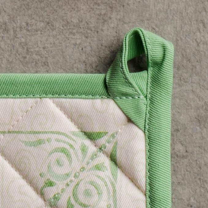 Maison d' Hermine Pot Holders 100% Cotton Potholders (8" x 8", Pack of 1) | Heat Resistant Hot Pads with Loop BBQ Cooking Baking Farmhouse Kitchen Handling Hot Pans Spring Summer - Jardin Du Roy