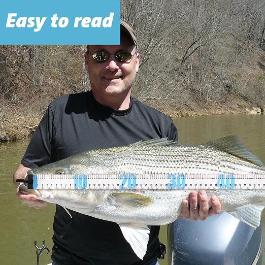 VioraWhite 2 Pcs 47 Inch Fishing Ruler Fishing Measuring Tape with Bump Board Waterproof Portable Roll up Fish Measuring Board Device Tool for Crappie Tuna Shark Swordfish