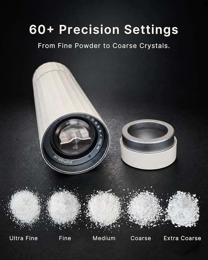 Manual Metal Salt Grinder Refillable, Titanium Alloy for Dry Salt | Titanium Alloy Core, 60+ Settings, High-Output Grinding, Dual Bearings, Magnetic Powder Chamber