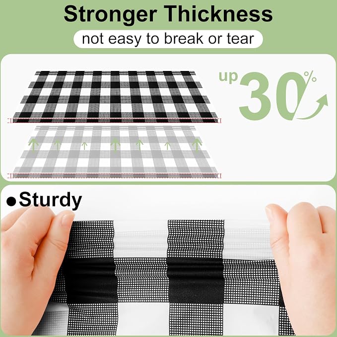 6 Packs Buffalo Disposable Table Cloth, 54 x 108 Inch Waterproof Plastic Tablecloth, Rectangle Black and White Checkered Table Covers for Picnic, Birthday, Party, Back to School