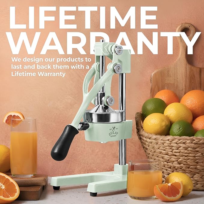Zulay Kitchen Cast Iron Juicer - Heavy Duty Manual Juicer with Detachable Strainers for Easy Cleaning, Orange Juice Press for Citrus Fruits, Perfect for Bartenders, Juice Lovers & Health Enthusiasts
