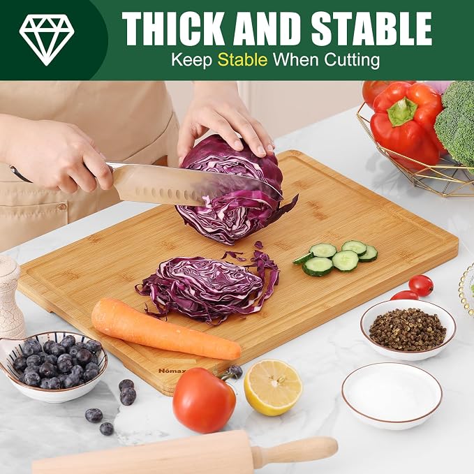 Homaxy Extra Large Organic Bamboo Cutting Boards for Kitchen, 17.5"x12" | Wood XL Cutting Board with Juice Groove and Handles, Charcuterie Butcher Block Serving & Chopping Board, Pre Oiled
