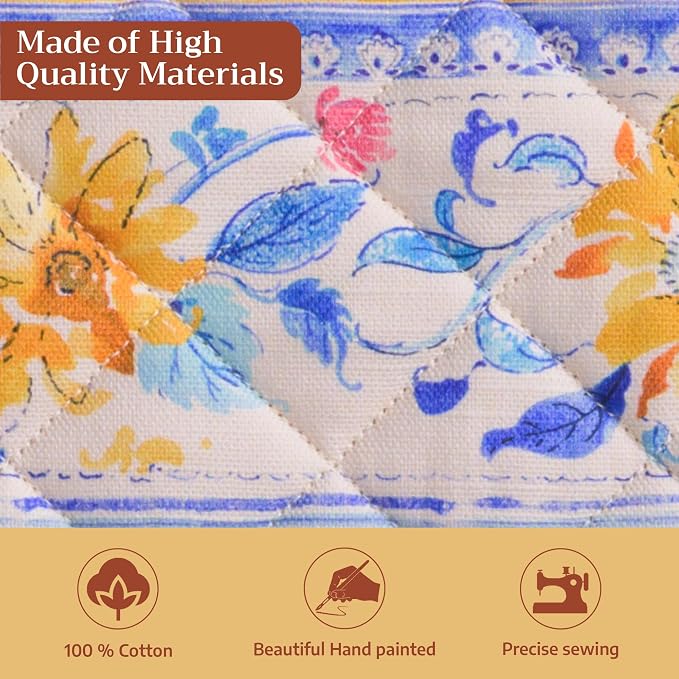 Maison d' Hermine Pot Holders 100% Cotton Potholders (8" x 8", Pack of 2) | Heat Resistant Hot Pads with Loop BBQ Cooking Baking Farmhouse Kitchen Handling Hot Pans Spring Summer - Girassol