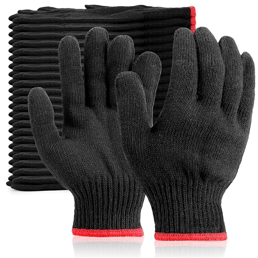 12 Pairs Black Gloves Men Women, Cooking Gloves for BBQ, Cooking, Grilling, Oven, Heat Resistant, Mechanics, Welding, Gardening Field Dressing Safty Work Gloves Bulk, Medium