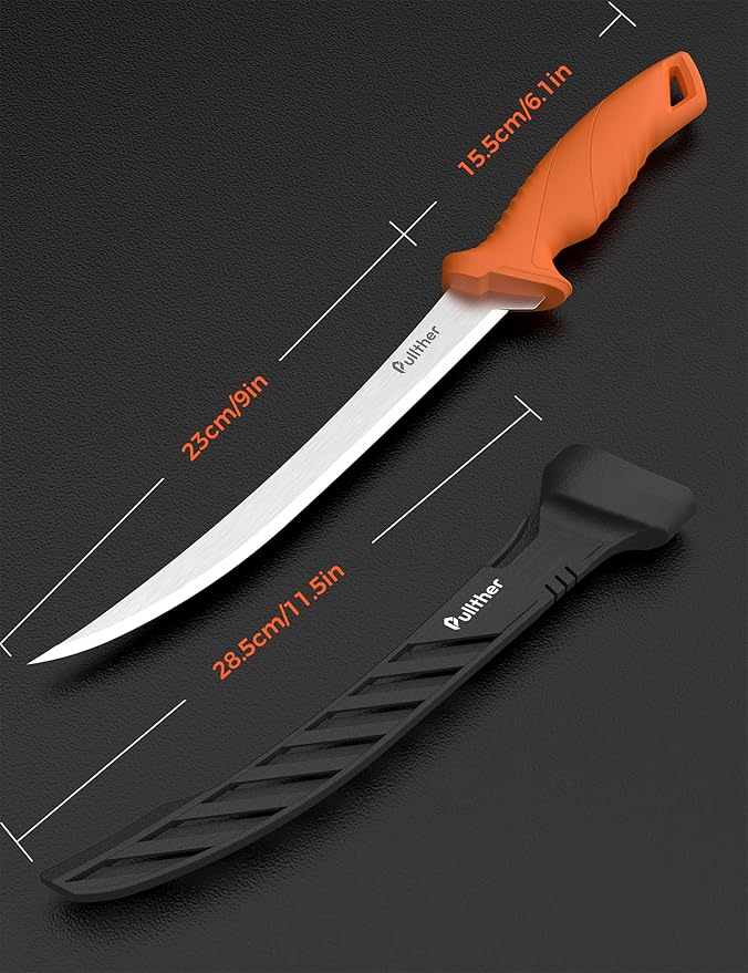 9 In Fillet Knife for fish,Stainless Steel Fishing Knife | Fishing Gear with Protective Sheath