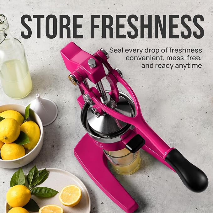 Zulay Kitchen Cast Iron Juicer - Heavy Duty Manual Juicer with Detachable Strainers for Easy Cleaning, Orange Juice Press for Citrus Fruits, Perfect for Bartenders, Juice Lovers & Health Enthusiasts