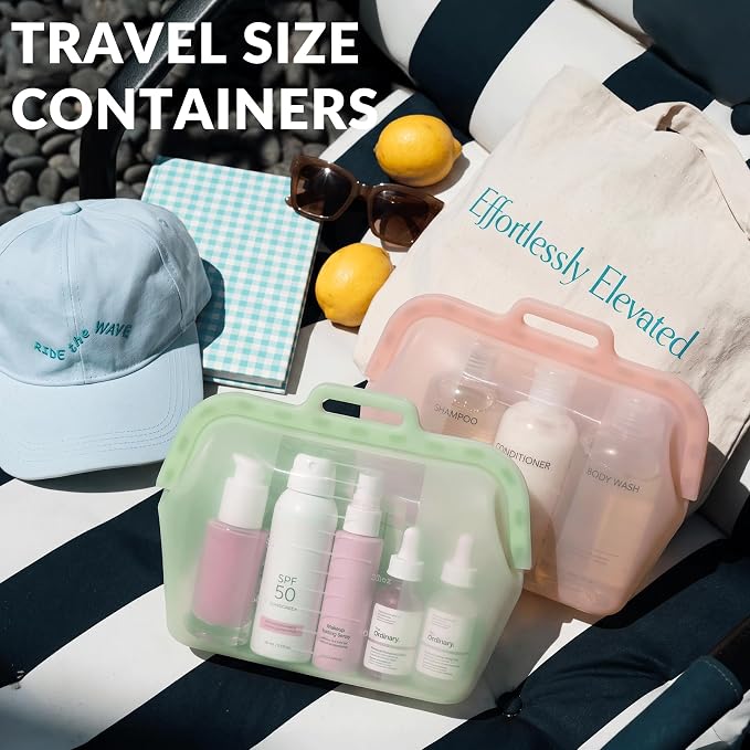68oz Reusable Silicone Food Storage Bags with Magnetic Seal, Stand Up Freezer Bags for Meal Prep, Snacks, Sandwiches & Leftovers, Dishwasher Safe Reusable Food Storage Bag (Pink)