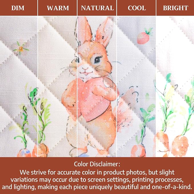 Maison d'Hermine Oven Gloves 100% Cotton Oven Mitt (7" x 13", Pack of 1) | With Loop Heat Resistant BBQ Cooking Gloves Baking Grilling Kitchen Handling Hot Pans Spring Summer - Bunny Party