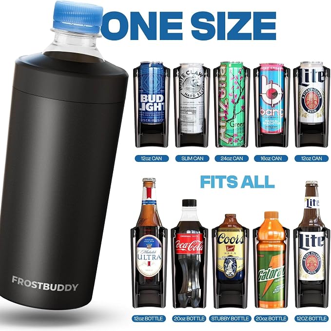 Frost Buddy XL Can Cooler - Fits 12/16/20/24 oz Cans & Bottles (Golf) | Keeps drinks chilled 12+ hrs | No sweat, no condensation | Fits slim & standard cans | Durable, portable design