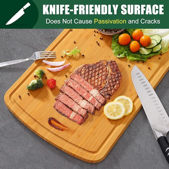 Homaxy Extra Large Bamboo Cutting Boards for Kitchen, 18x12.5" | XL Cutting Board with Juice Groove, Butcher Block Wooden Chopping Board for Kitchen, Meat, Fruit & Vegetables, Pre Oiled