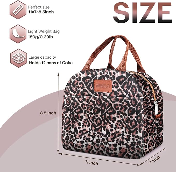 Lunch Bag for Women & Men Adult Insulated Lunch Box, Small Leakproof Cooler Food Lunch Containers Reusable High Capacity Lunch Tote Bags for Work, Travel, Outdoor (Black Panther)
