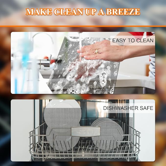 Grill Mesh Mat Set 5 Barbecue Grill Accessories Reusable Non-Stick Grill Mat for Vegetables Fish Grilling Mat Sheets for Outdoor Smoker Charcoal Gas Electric Grill BBQ Tools,XL 15.75 x 13 inch, Black